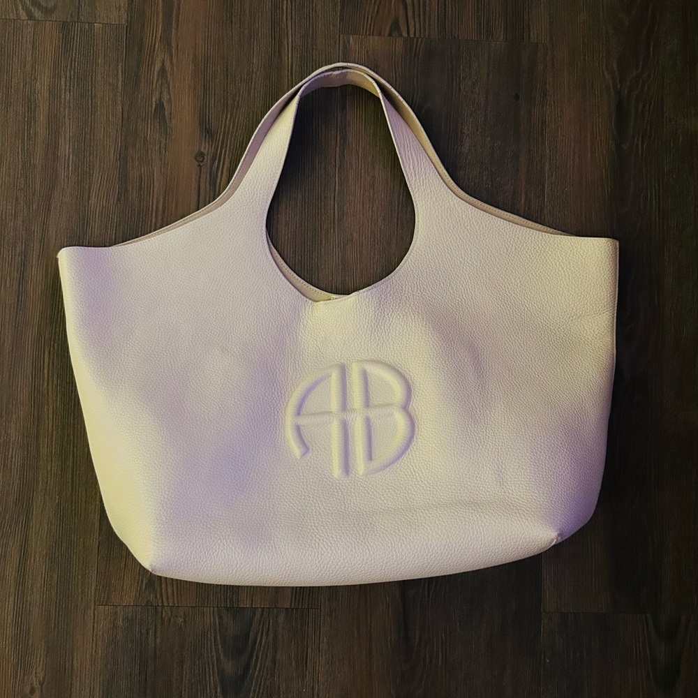 ANINE BING WOMENS 100% COW PEBBLED LEATHER LILI TOTE HANDBAG IVORY